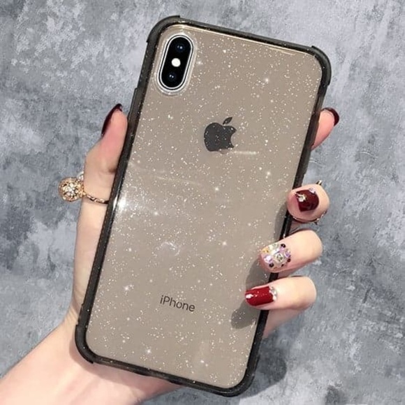 Accessories - NEW Clear Shockproof Glitter Black Bumper Case